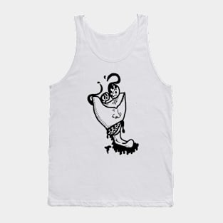 Tongue out eyes going for a ride - black line art - tattoo ste Tank Top